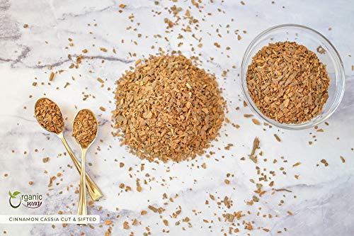 Organic Way Organic Way Premium Cinnamon Cassia Cut & Sifted (Cinnamomum cassia) - Adds Flavour & Aroma | Organic & Kosher Certified | Vegan, Non GMO & Gluten Free | USDA Certified | Origin - India (1LBS / 16OZ)