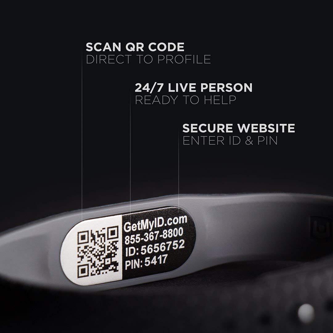 myID myID Hive Medical ID Bracelet for Diabetes Epilepsy Autism and More - Silver Pod (M/L, Navy)