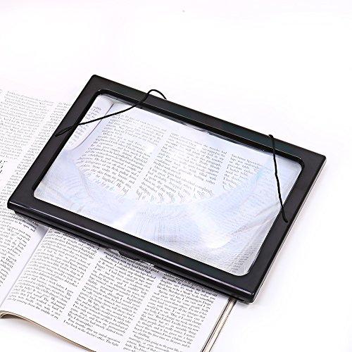 Yosoo Hands Free 3X Magnifying Glass A4 Page with Light LED Magnifier for Reading Readers Book Textbook Magazine Material
