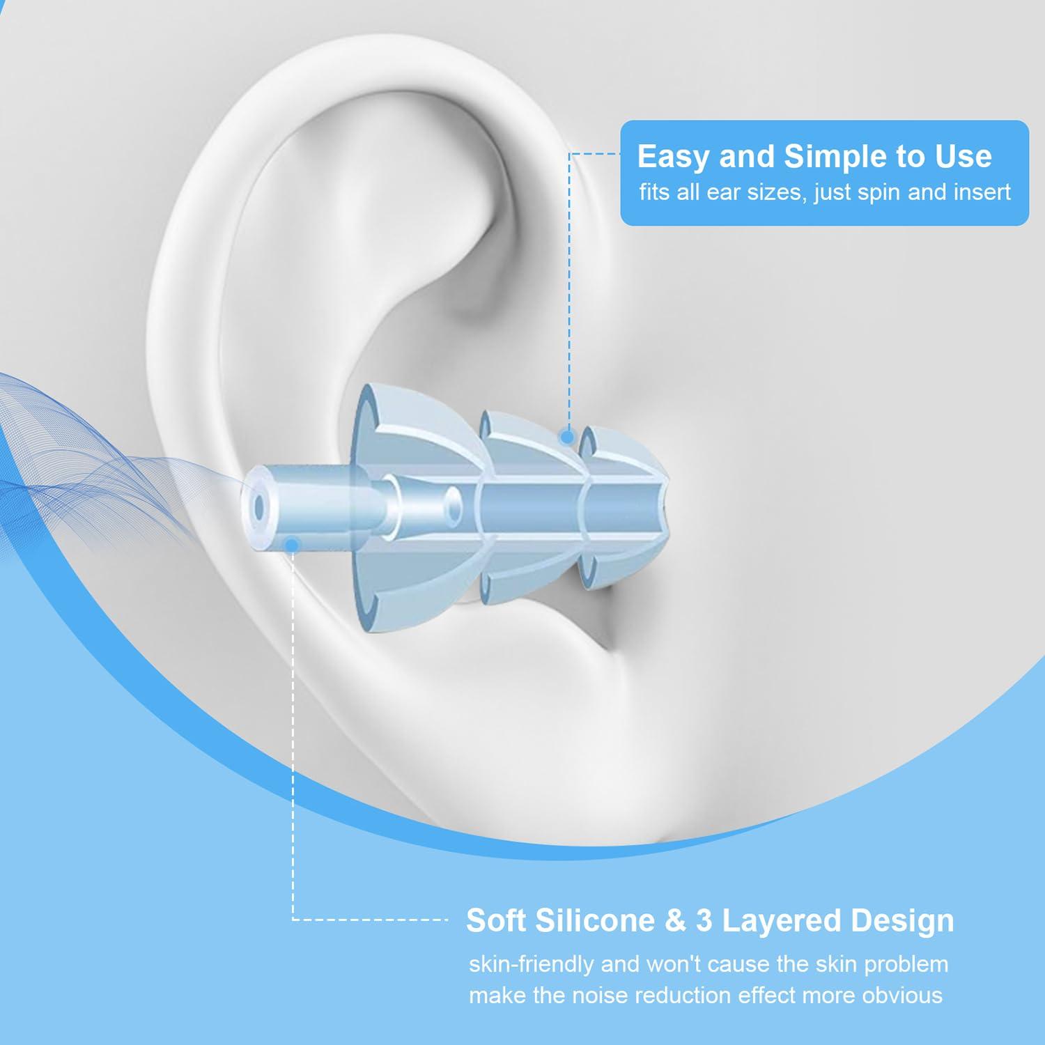 AXBUS Ear Plugs for Sleeping,12 Pair Earplugs Noise Canceling Soft Silicone Ear Plug Reusable Earplugs for Sleep,Concert,Swimming,Study,Loud Noise,Snoring(Black Blue Purple)