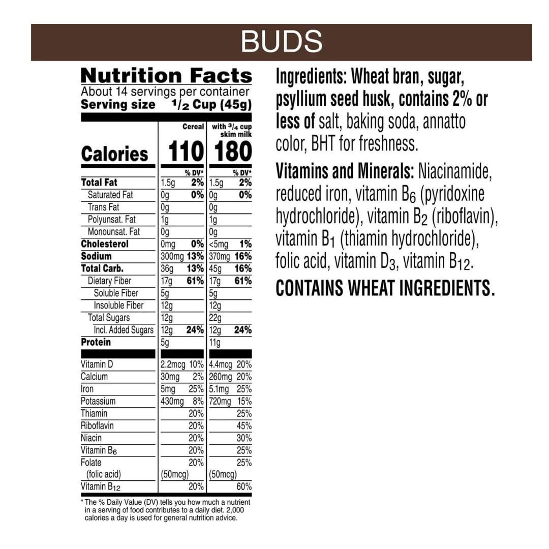 THE SWEET LYFE All Bran Buds Cereal - High Fiber, 22 oz, Pack of 4 - Healthy All Bran Cereal, Nourishing All Bran Buds Breakfast Option, Bundled with The Sweet Lyfe Fridge Magnet