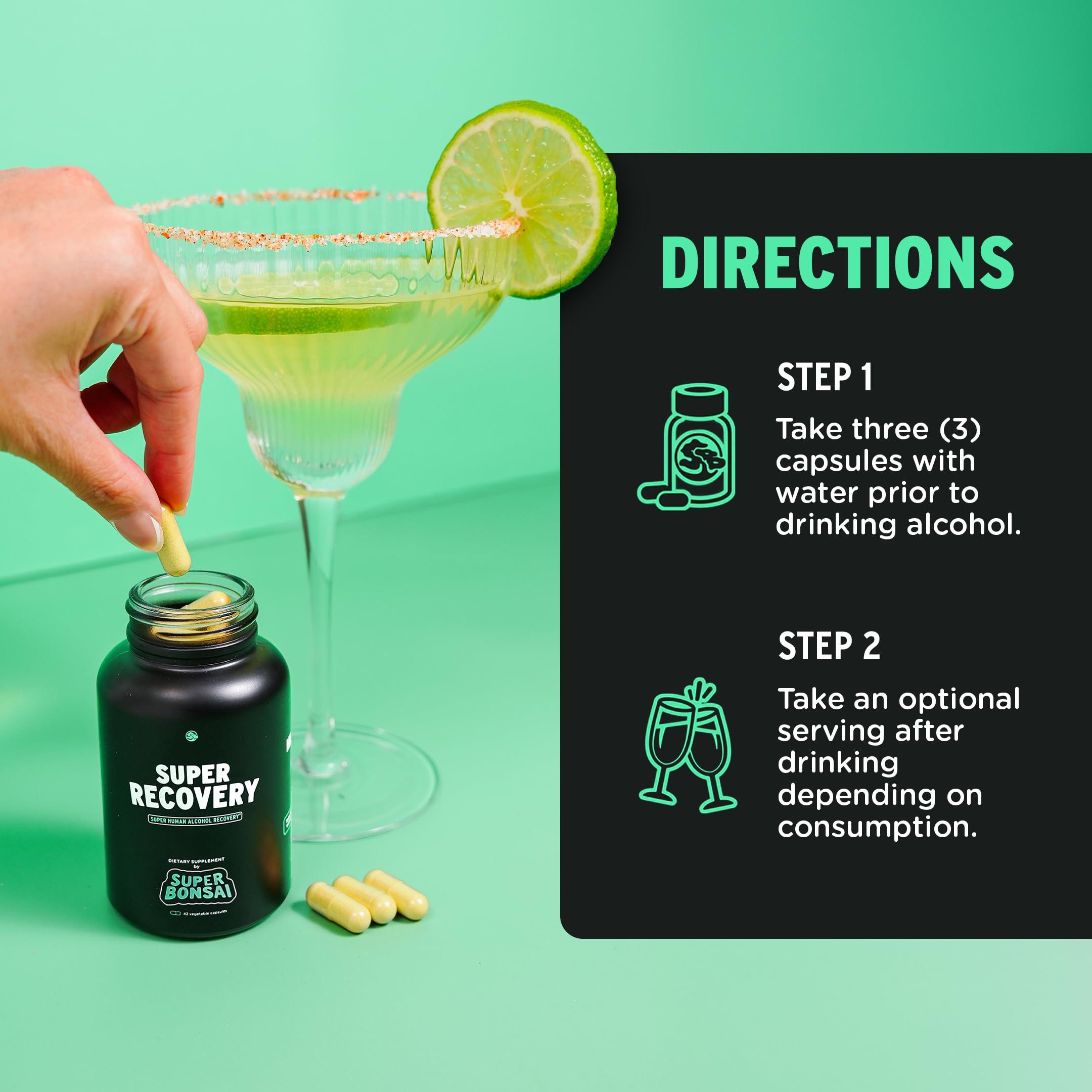SuperBonsai SuperBonsai Super Recovery Capsules for Post Celebration and Morning Relief - All Natural Holistic Support - 3 Capsules Taken Before Drinking and an Optional Serving After (14 Servings)