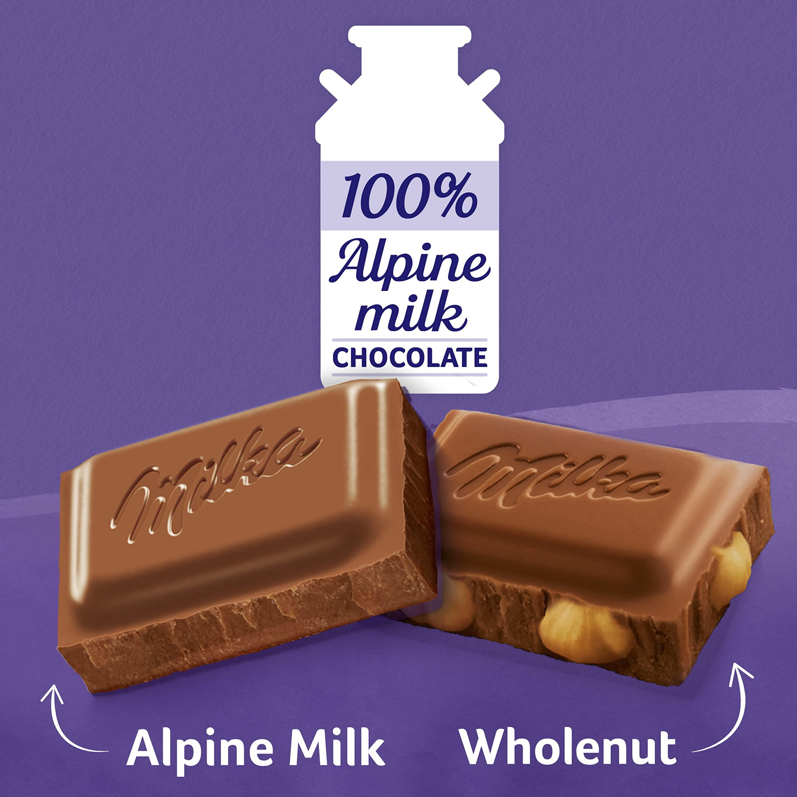 Milka Milka European Chocolate Bars Variety Pack, Alpine Milk Chocolate & Wholenut Hazelnut Chocolate, 10 - 3.52 oz Bars