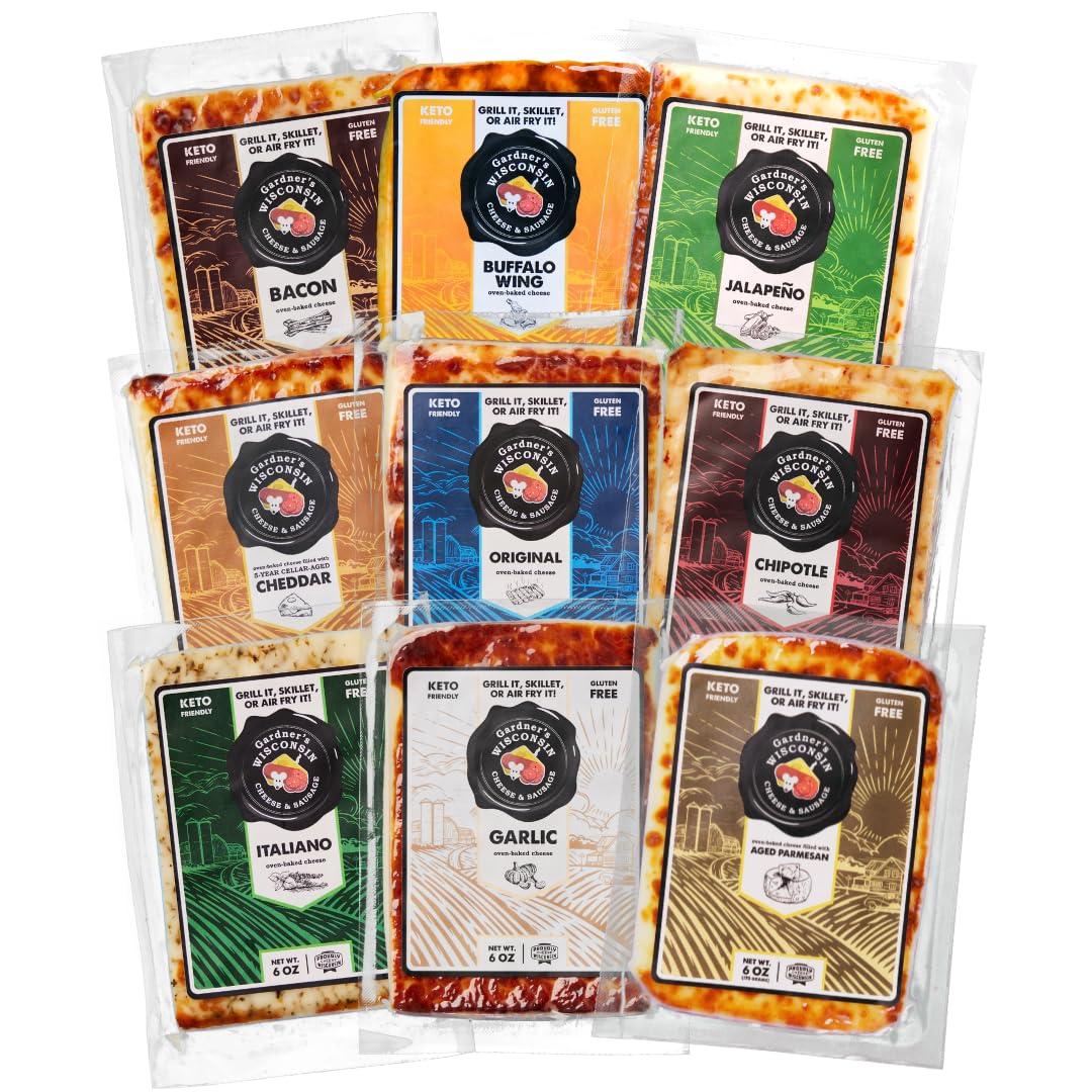Gardner\'s Wisconsin Cheese Gardner\'s Wisconsin Cheese, Oven Baked Cheese (9 Pack, Oven Baked Bundle) - Artisan Cheese Made in Wisconsin, Perfect for Holiday Gifts, Grilling, Barbeques, and Holiday Season