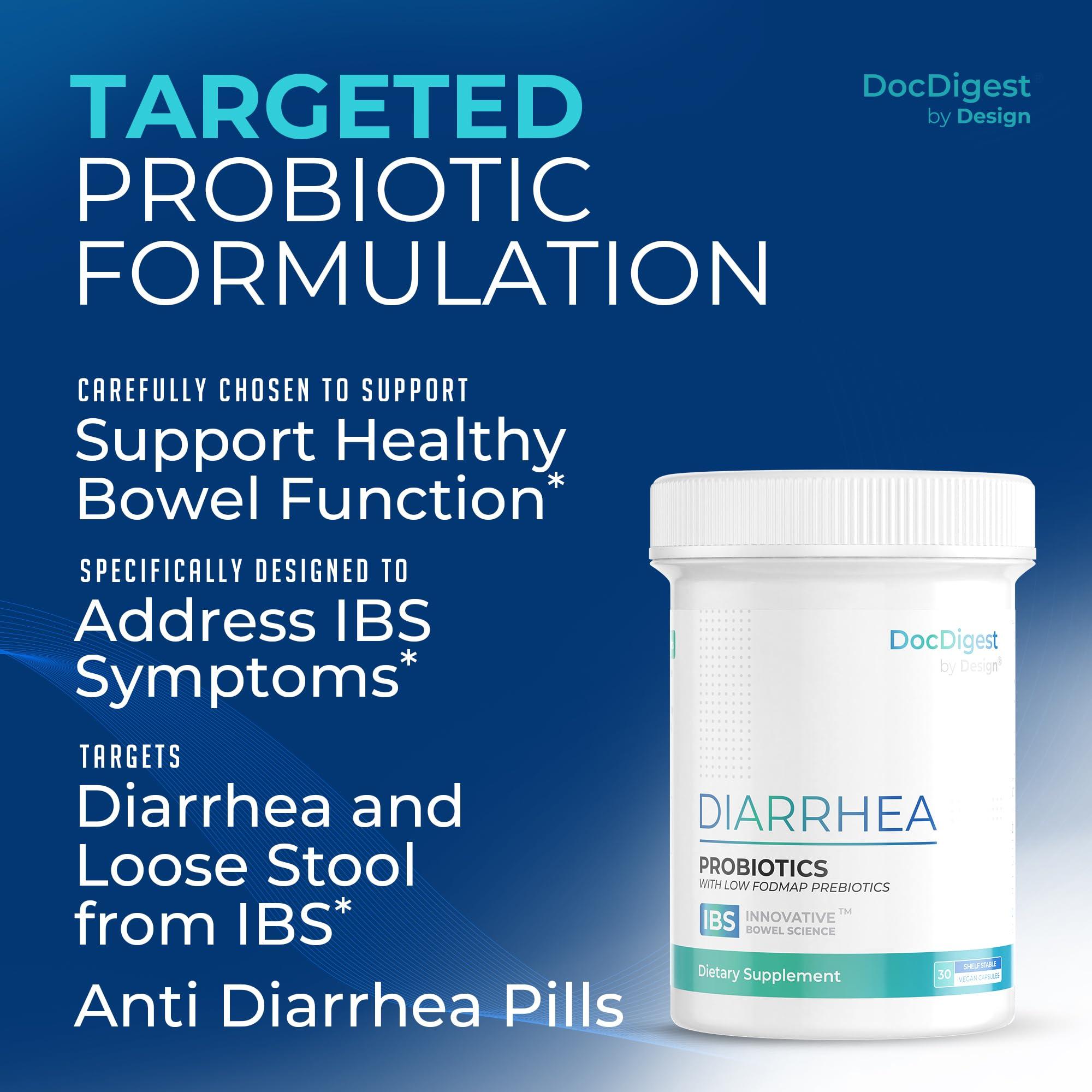 DocDigest by Design IBS Anti Diarrhea Probiotic for Diarrhea Relief and IBS-D - Clinically Studied Antidiarrheal Pills for Long-Term Comfort - Diarrhea Medication for Adults - Specialized IBS Supplement and Medicine