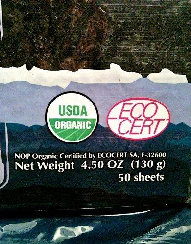 rawnori Raw Organic Nori Sheets 50 qty Pack + Free Sushi Roller Mat! - Certified Vegan, Raw, Kosher Sushi Wrap Papers - Premium Unheated, Un Cooked, untoasted, dried - RAWFOOD