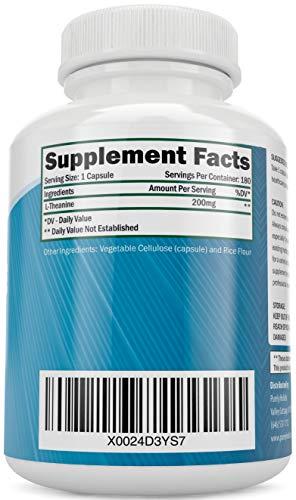 Purely Holistic Purely Holistic L-Theanine 200mg (Double-Strength) 180 Vegan Capsules a 6 Month Supply, Non GMO & Gluten Free Ltheanine Vitamins
