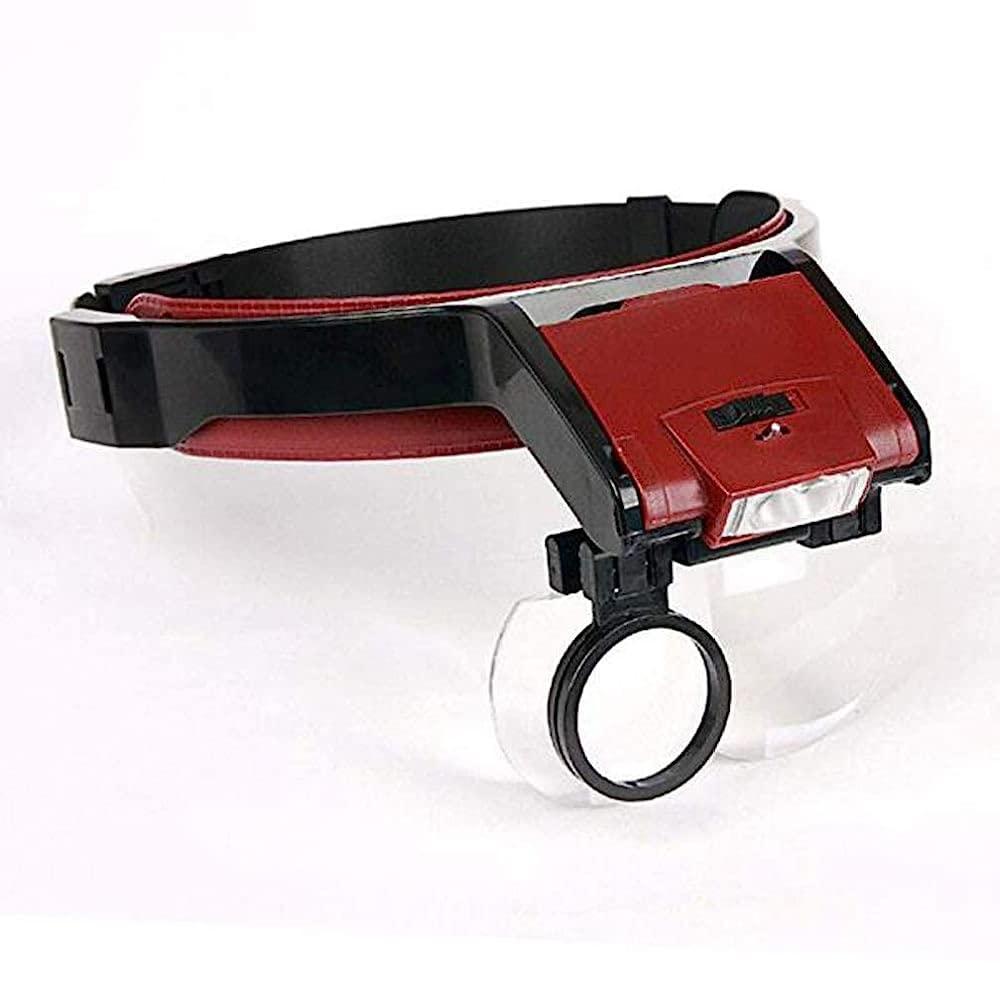 KNOXC KNOXC Magnifiers, Hands Free Headband Magnifier with Led Light,1X to 4.5X Zoom with 5 Detachable Lenses-Head Mounted Head Magnifying Glasses with Light for Reading,Jewelry