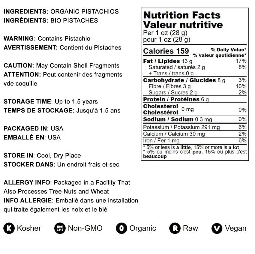 Food to Live Organic Raw Pistachios, No Shell, 16 Pounds Non-GMO Unsalted and Unroasted Kernels. Perfect for Snacking and Cooking. Nutritious Nuts Packed with Protein, Fiber, and Healthy Fats. Kosher. Bulk