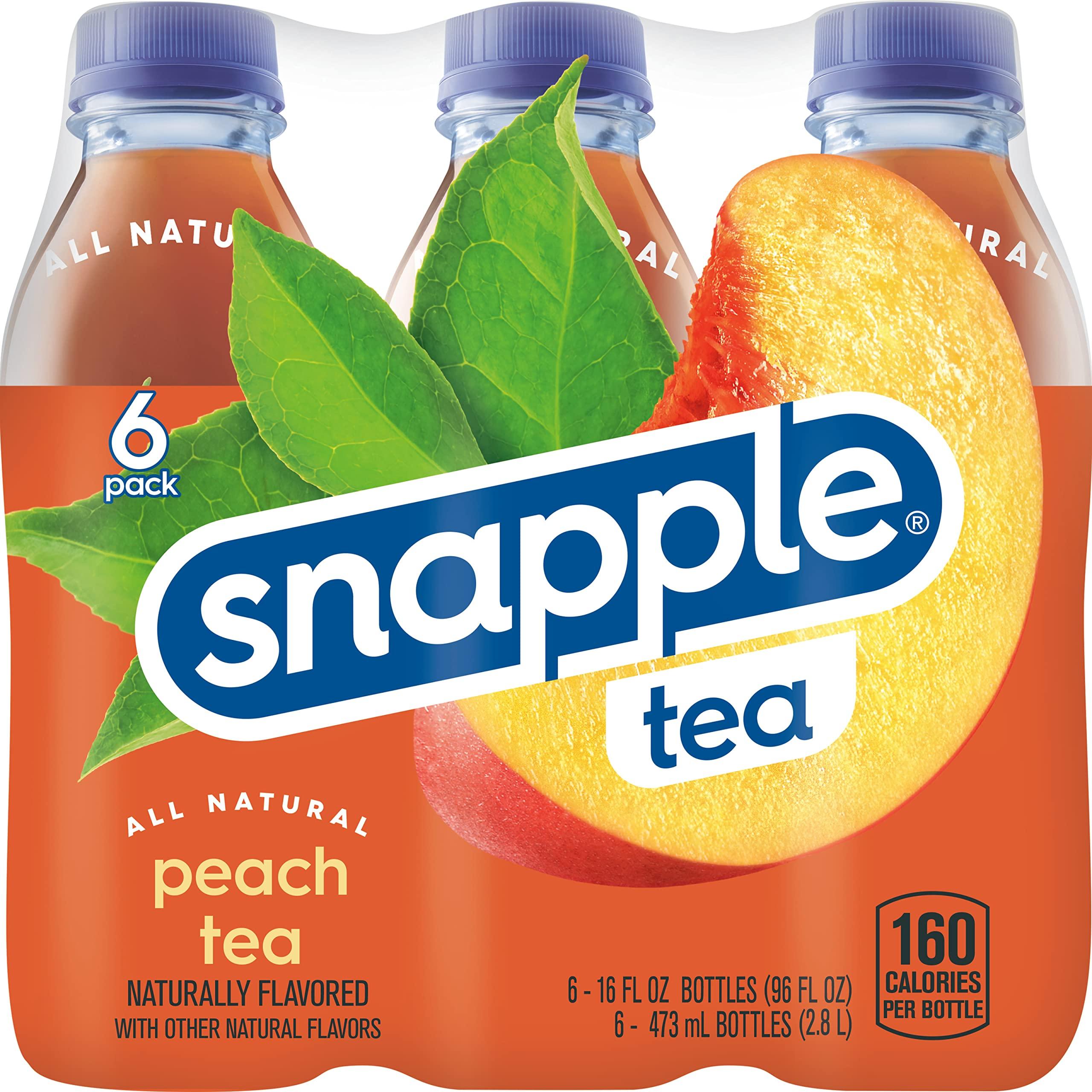Snapple Snapple Peach Tea, 16 fl oz recycled plastic bottle, 6 pack