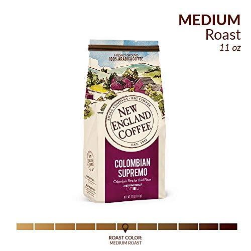 New England Coffee New England Coffee Colombian Supremo, Medium Roast Ground Coffee, 11 Ounce (1 Count) Bag