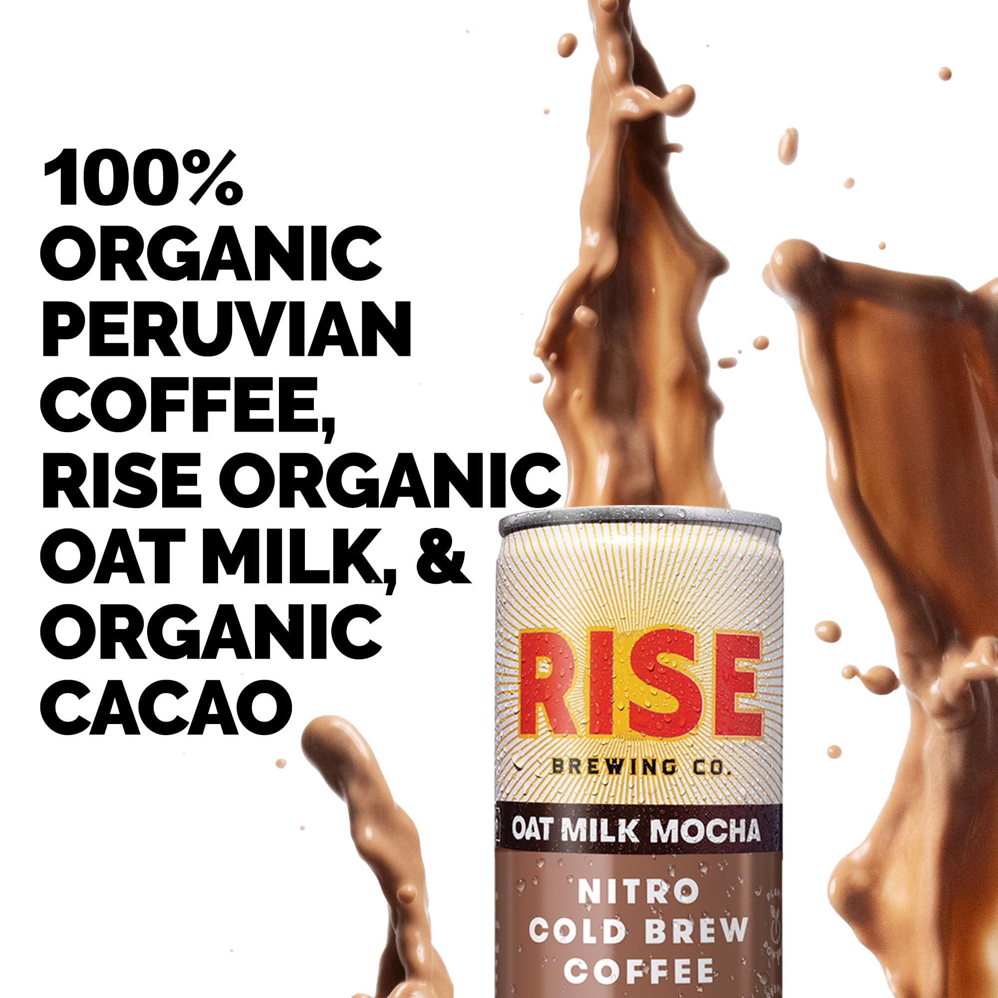RISE Brewing Co. RISE Brewing Co. Oat Milk Mocha Nitro Cold Brew Coffee, No Sugar Added & No Dairy, Organic & Non-GMO, Low Acidity & Vegan, 7 Fl. Oz. Cans