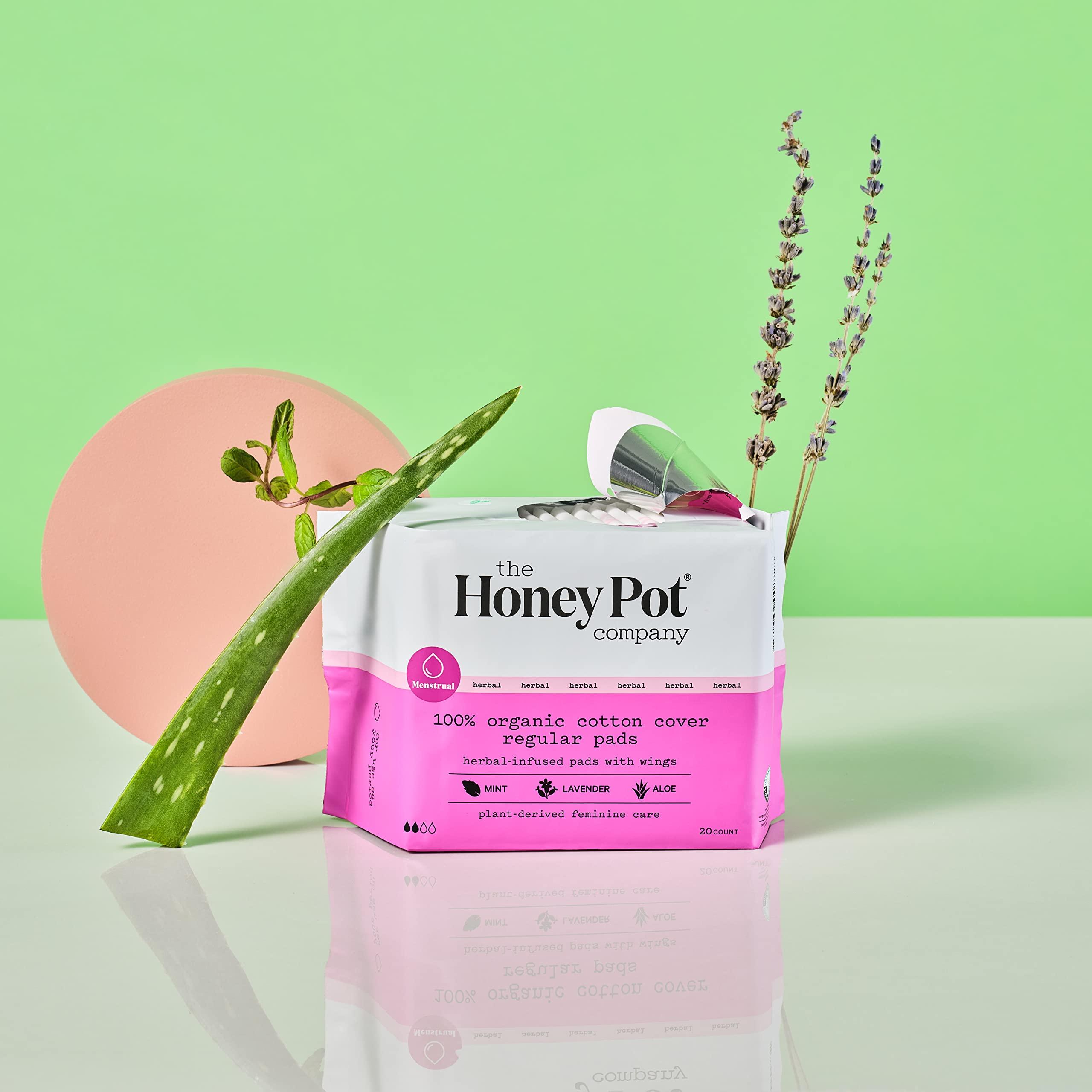The Honey Pot Company The Honey Pot Company Clean Cotton Regular Absorbency Pads, Herbal-Infused Pads with Wings, Plant-Derived Feminine & Menstrual Care. (Product) RED – 20 ct.