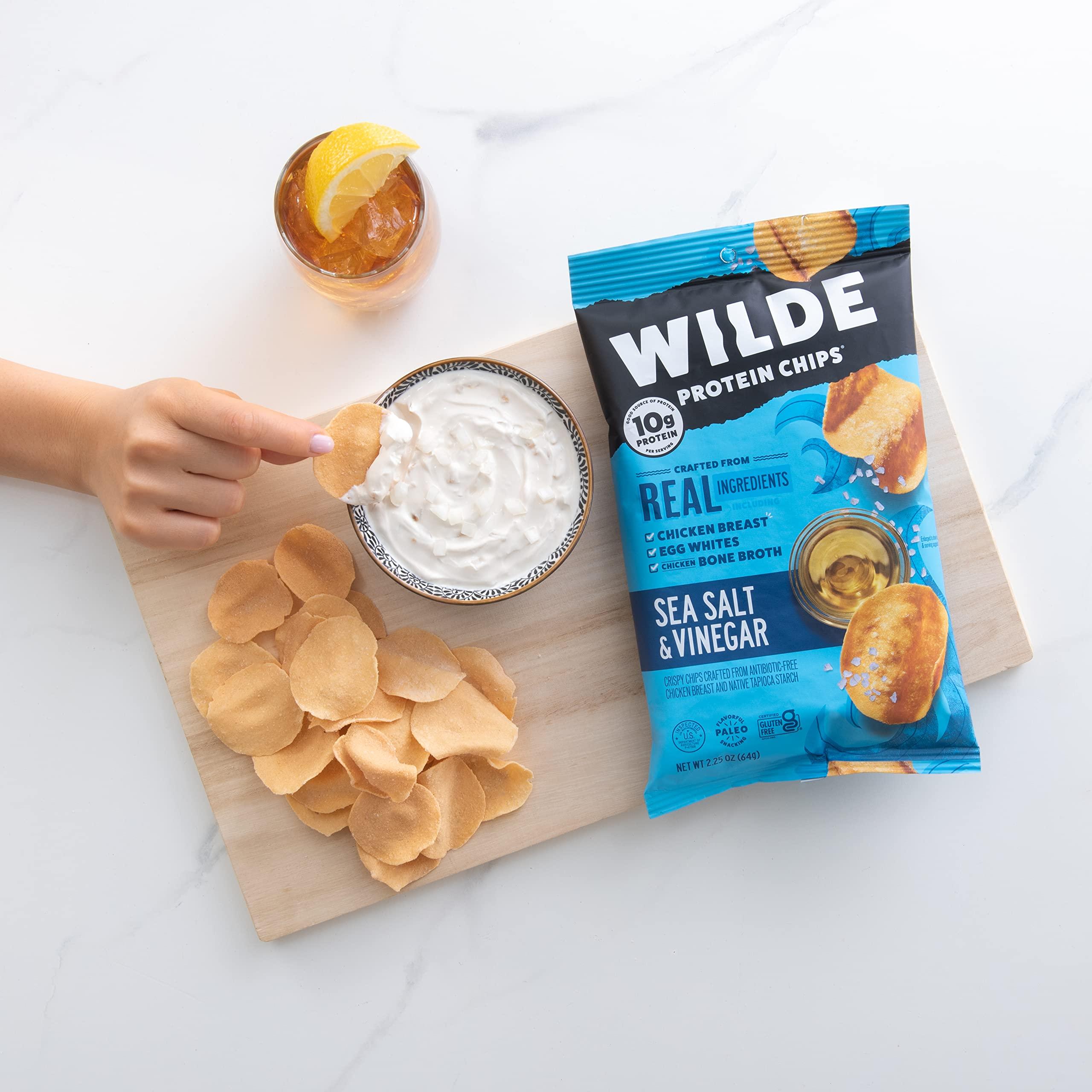 Wilde Chips Wilde Protein Chips, Sea Salt and Vinegar (1.34 Ounce Bags, Pack of 8 Bags)