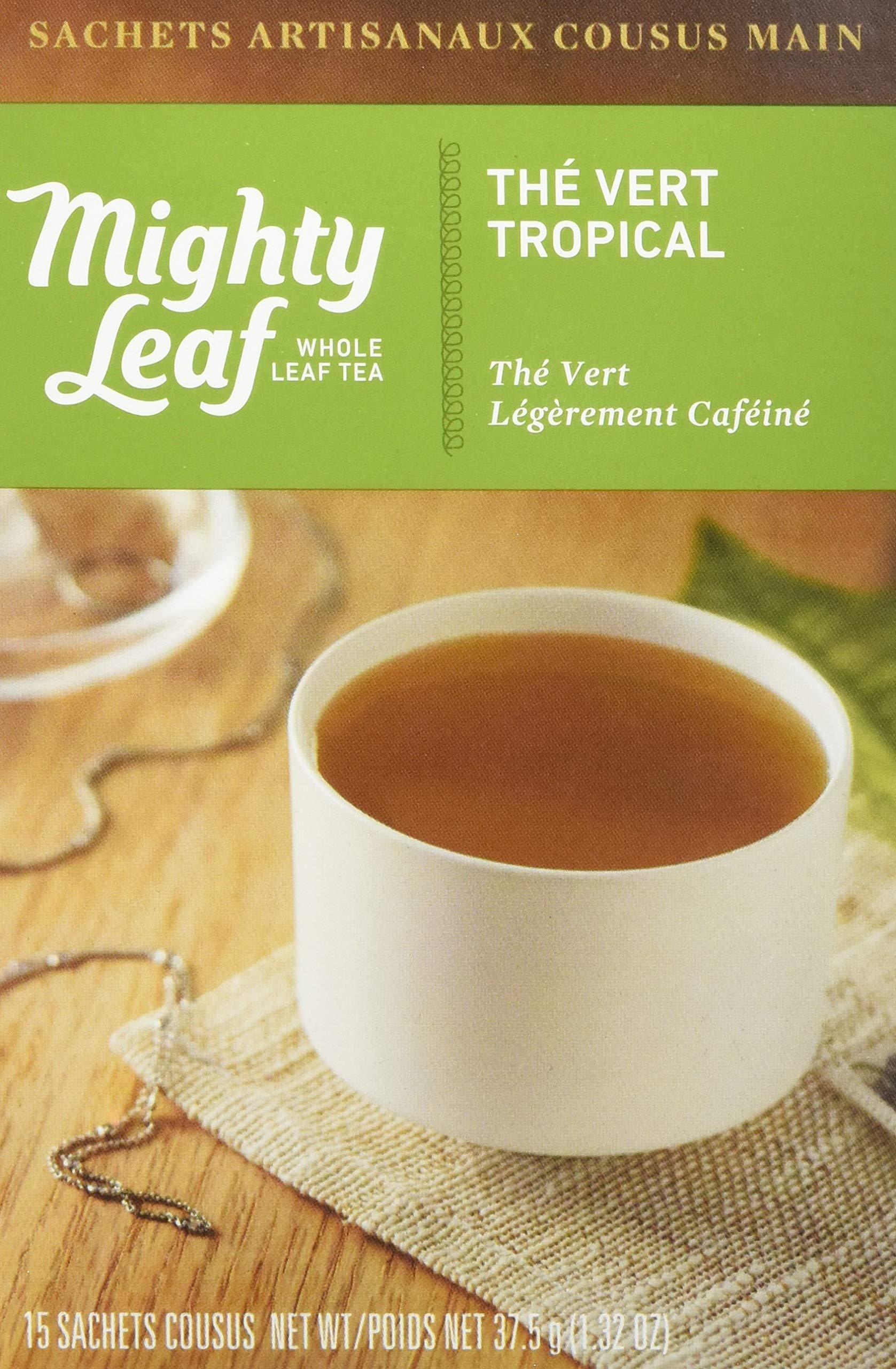 Mighty Leaf Mighty Leaf Tea, Green Whole Leaf Tea Bags - Green Tea Tropical - Light Caffeine - Blended with Pineapple, Guava & Tropical Fruit Flavors - 15 Count
