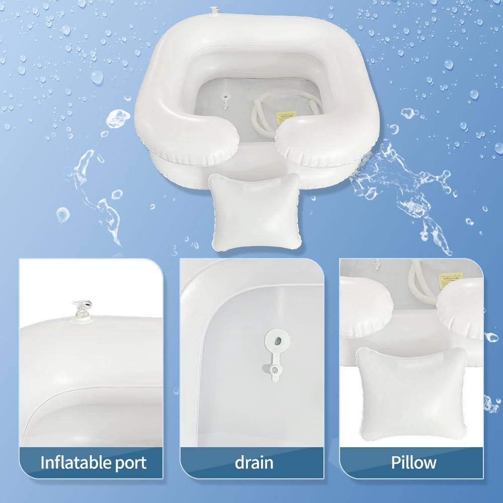 JJFFTAO JJFFTAO,Medical Inflatable Bathtub,Bed Bath,Medical PVC Bedside Shower bathtubKit,Bed Shower for Patients with Reduced Mobility,Bedside Water Bag+Electric air Pump+Medical Inflatable Shampoo Basin