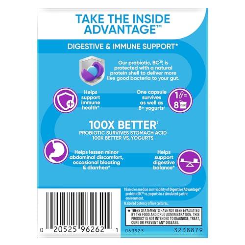 Digestive Advantage Digestive Advantage Probiotics For Digestive Health, Daily Probiotics For Women & Men, Supports Gut Health, Occasional Bloating & Diarrhea, Minor Abdominal Discomfort, & Immune Support, 60ct Capsules