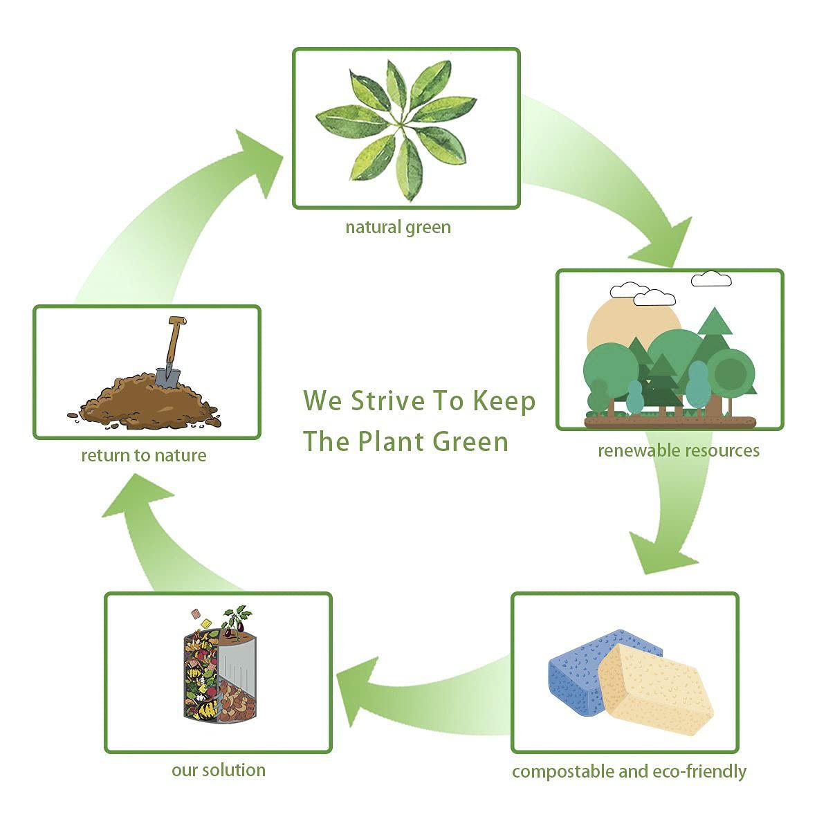 Greenet Cellulose Pop Up Sponges, Large, Natural and Compressed, Multiple Use for Dishes Washing, Kitchen Cleaning, 8 Pack