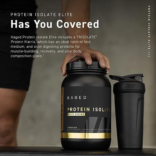 Kaged Kaged Protein Powder Elite: 100% Isolate Blend Whey, Casein, and Milk Protein Blend for Recovery and Muscle Building | Chocolate | 2lbs
