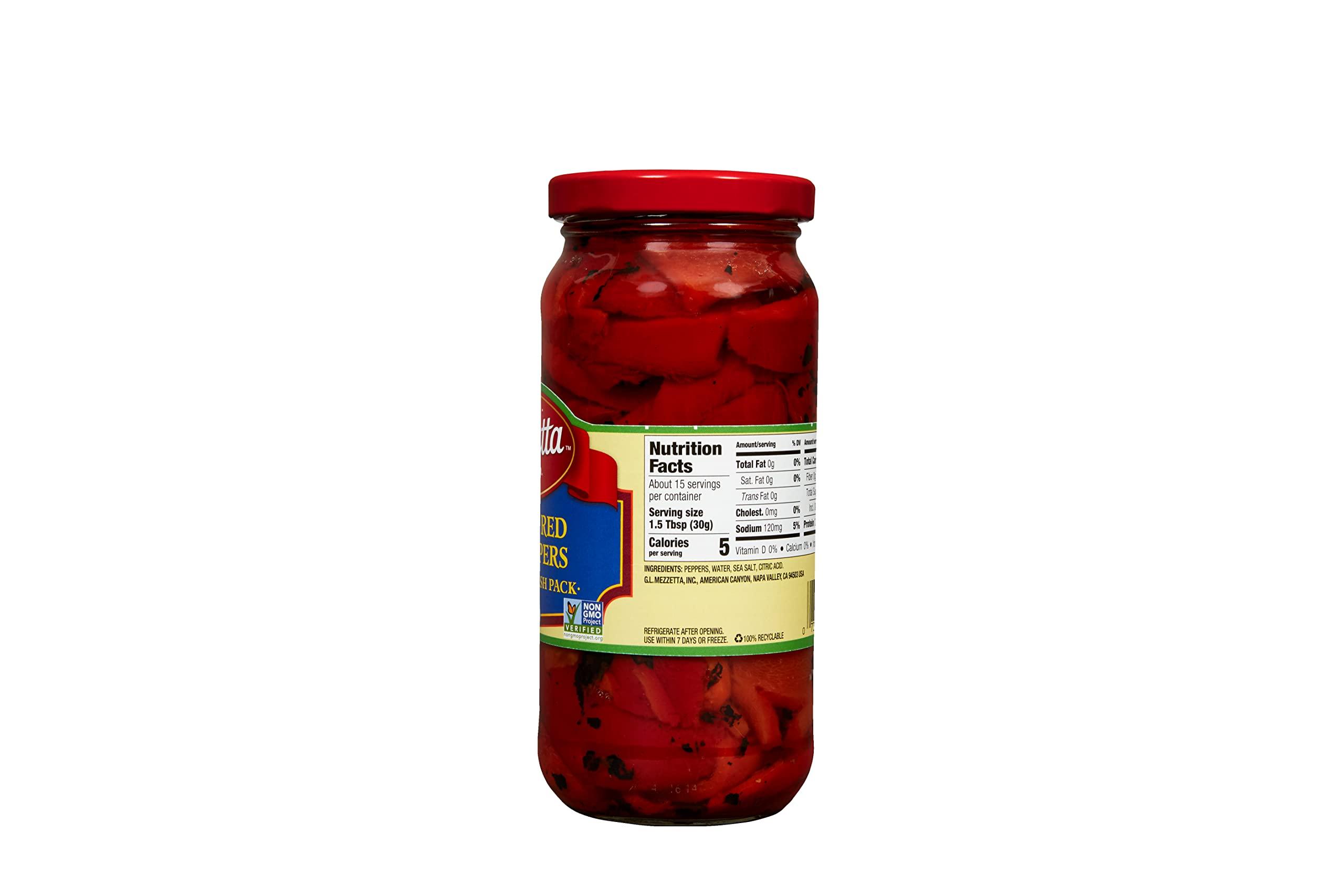 Mezzetta Mezzetta Roasted Red Bell Peppers, Mild | Kosher, Non-GMO, Gluten Free, Keto | 16 Ounce Jar (Pack of 6)