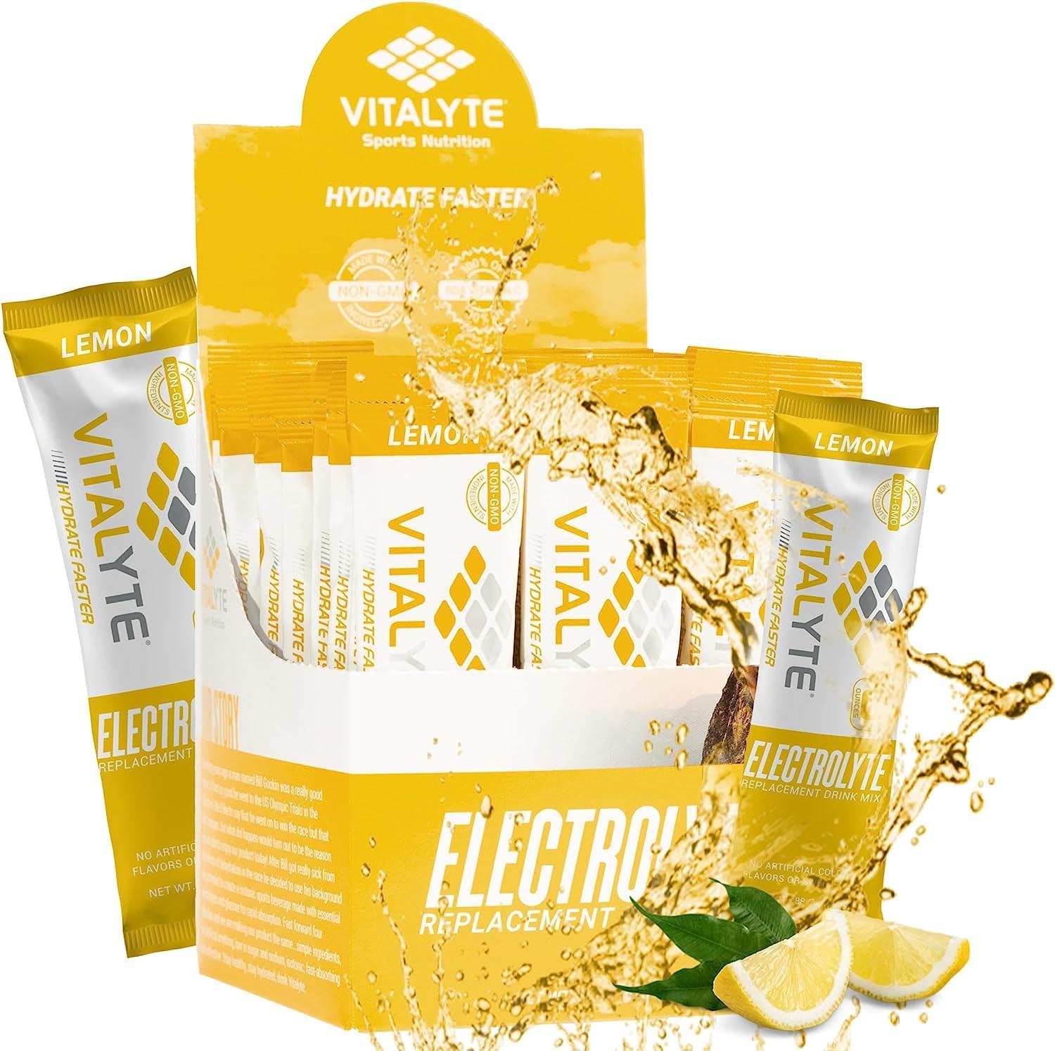 Vitalyte Vitalyte Electrolyte Powder Drink Mix, Isotonic Electrolyte Hydration Mix, Bulk Case Stick Pack (12 Pack, Lemon)