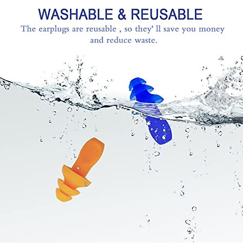 AXBUS Ear Plugs for Sleeping Noise Canceling, 16 Pairs Reusable Ear Plugs Soft Silicone Earplugs Noise Reduction with Nylon Cord Hearing Protection for Shooting,Snoring,Travel, Work, Studying, Loud Noise