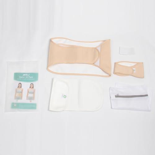 MRLI Castor Oil Pack Wrap, MRLI 5 Pack Castor Oil Pack for Liver Detox, Organic Cotton Flannel for Castor Oil Pack, Reusable Castor Oil Pack Kit for Thyroid Neck with Adjustable Elastic Strap