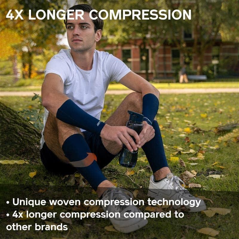 Artefit Calf Compression Sleeves for Men & Woman - Footless Socks Support Running & Sports - Leg Sleeve Brace for Shin & Calves - Indigo M