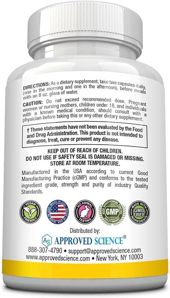 Approved Science Approved Science Energysyl - Caffeine Free - with Adaptogens, B Vitamins, and Bioperine - 3 Month Supply - 180 Capsules