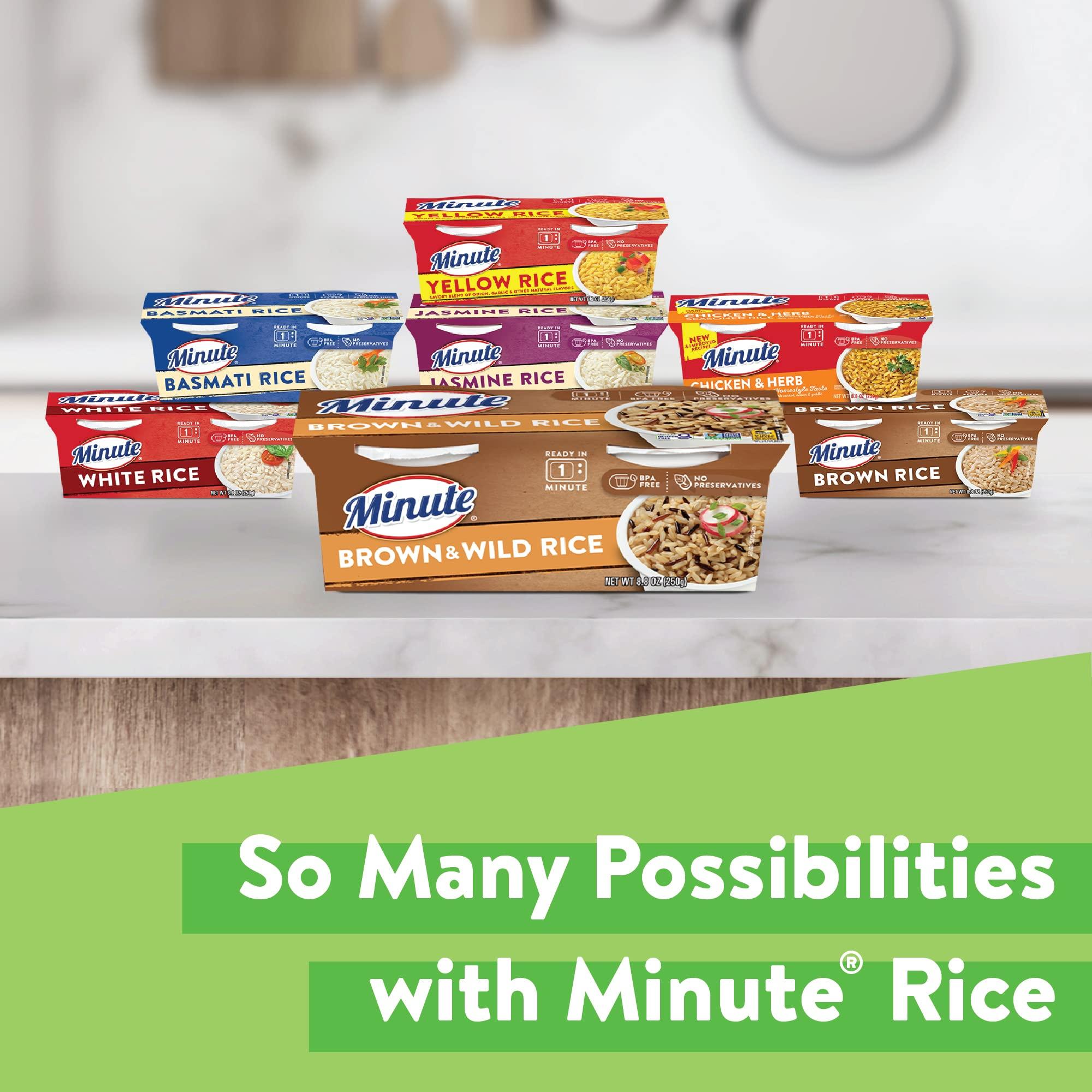 Minute Minute Ready-to-Serve Brown and Wild Rice, Microwavable Rice Cups, 4.4-Ounce Cups, 2 Count, (Pack of 8)