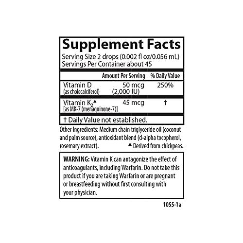 Carlson Carlson - Super Daily D3 + K2, 50 mcg D3 + 45 mcg MK-7, Heart & Bone Health, 90 Liquid Drops, 2.54 ml