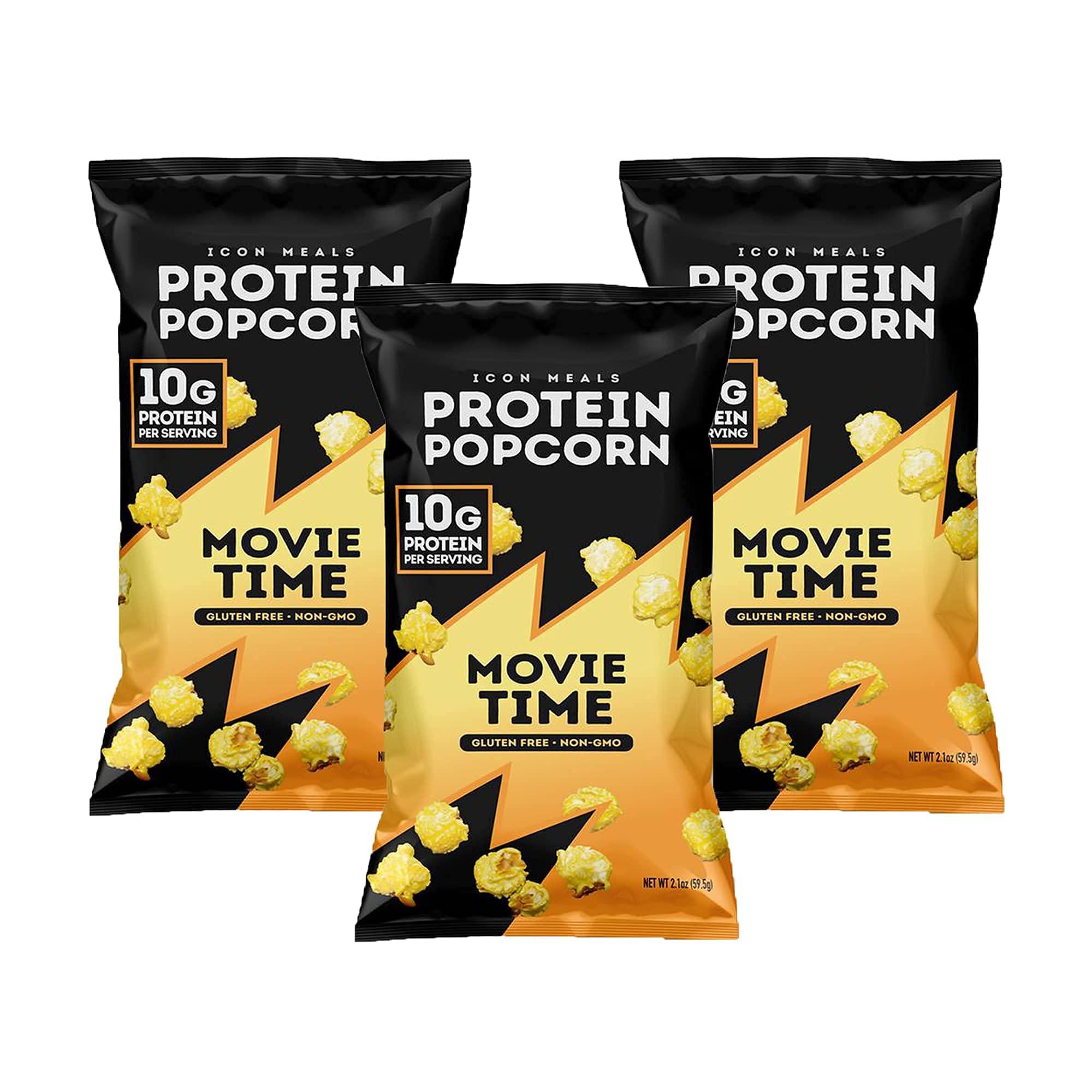 ICON MEALS ICON Meals Protein Popcorn, Savory Popcorn Snack, 10g Protein, Great Tasting, Crunchy, Air-Popped (3 Pack, Movie Time)