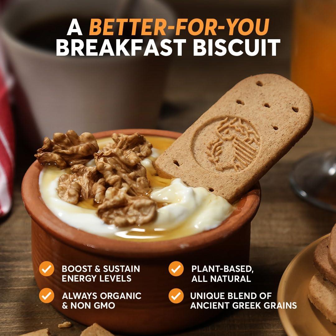 Olyra Ancient Greek Grains Olyra Variety Pack Breakfast Biscuits, Healthy Snacks for Kids and Adults, Low Sugar, High Fiber, Vegan Organic Cookies, with Ancient Greek Grains, USDA Certified Organic, Non GMO, 24 Packs
