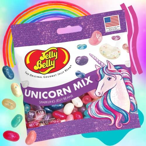 Needzo Birthday Cake and Unicorn Mix Flavored Jelly Beans, Girls Celebration Kit Gourmet Chewy Candy for Boys and Girls, Shareable Bagged Candies, Pack of 2, 3.5 Ounces