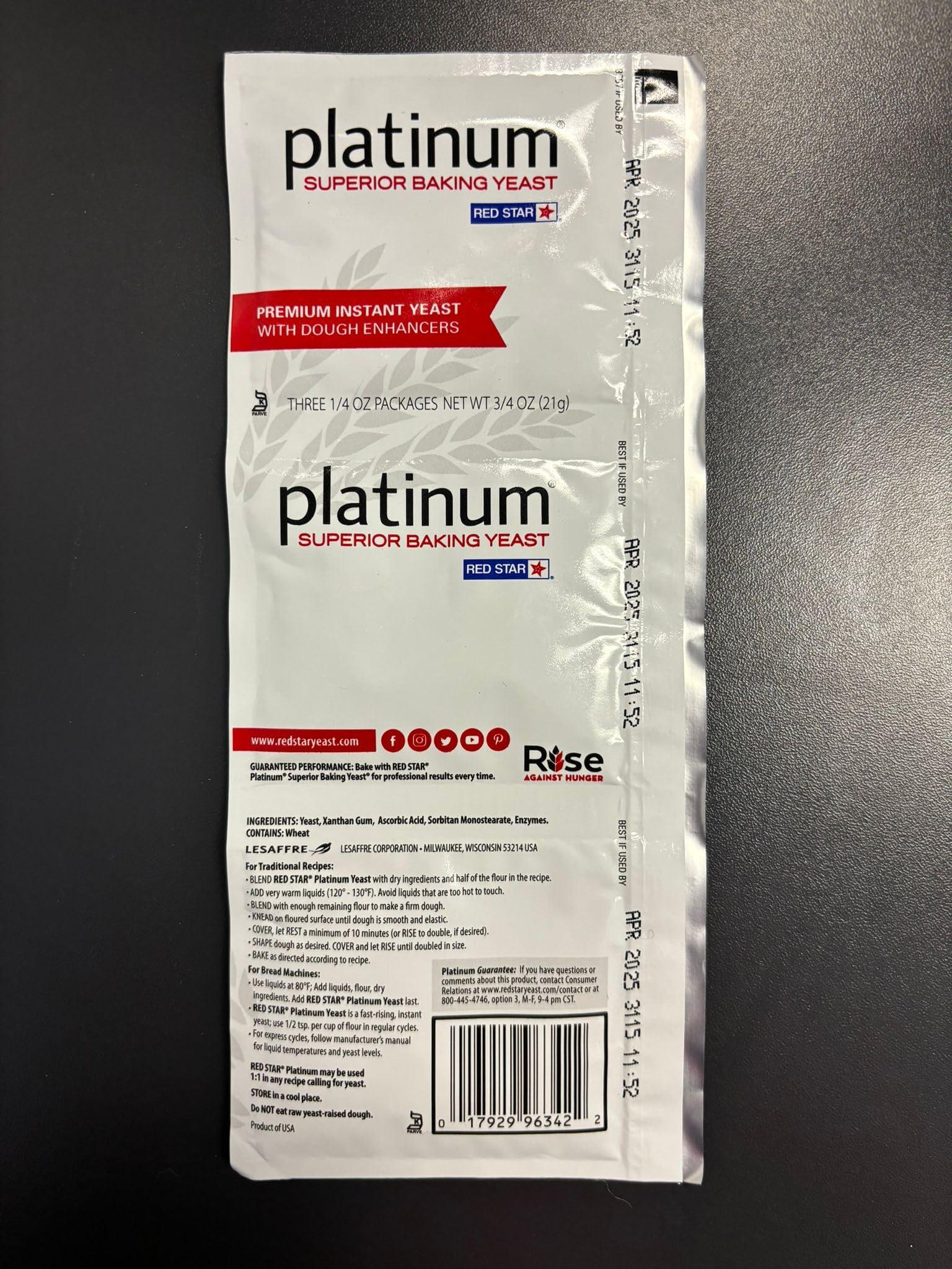 Red Star RED STAR Platinum Superior Baking, Instant Yeast with Dough Enhancers, 3 of 1/4oz packages (2 packages of 3 each)