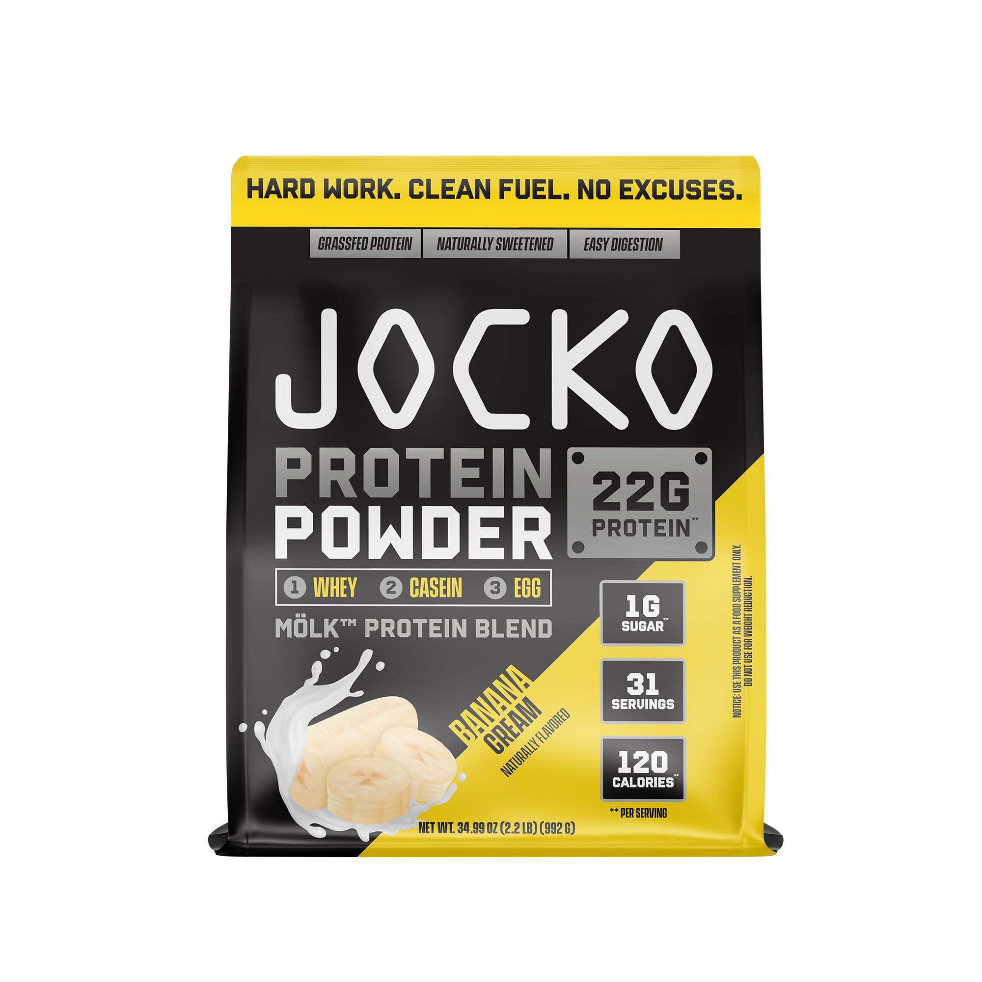 Jocko Fuel Jocko Mlk Whey Protein Powder 22g Low Sugar Monk Fruit Blend - Muscle Recovery & Growth, Packaging May Vary (31 Servings, Banana Cream)