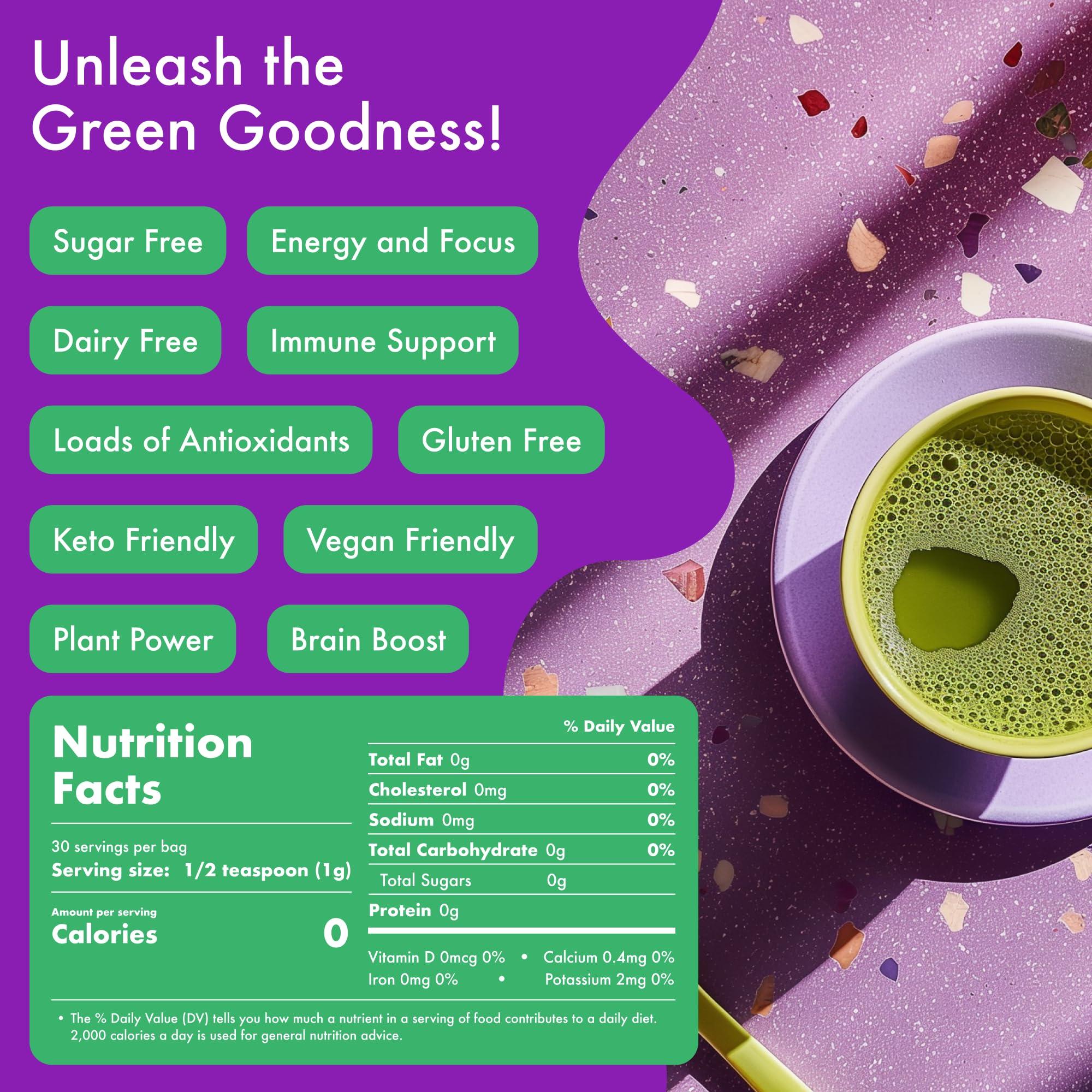 Caff Off Caff Off Decaf Matcha Green Tea Powder - Authentic, Naturally Decaffeinated & Ceremonial Grade - Caffeine Free Matcha Powder From Japan - Plant Based, Vegan & Keto Friendlly (1.06 OZ / 30 G / 30 Servings, Traditional)