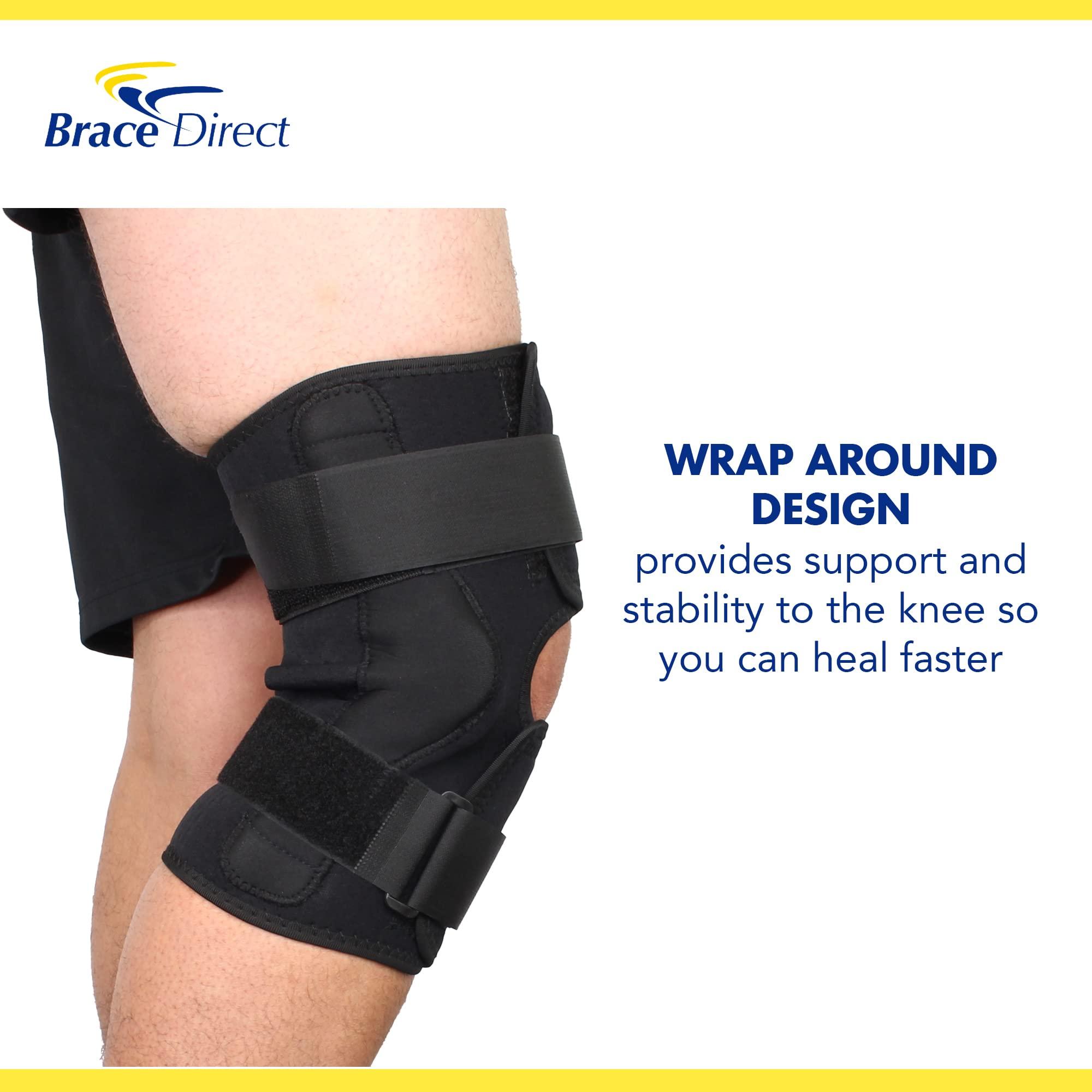 Brace Direct Brace Direct Internal Deluxe Hinged Knee Brace for Knee Pain with Adjustable Compression Wrap & Open Patella -Range of Motion Stabilizer Helps Joint Pain, Meniscus Tears, Arthritis, ACL, PCL & MCL