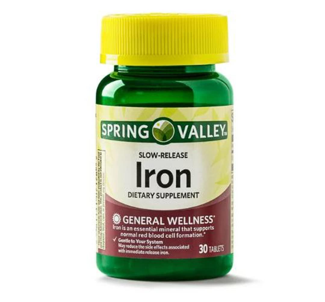 4TC Spring Valley Slow-Release Iron Tablets Dietary Supplement, 45 mg, 30 Count