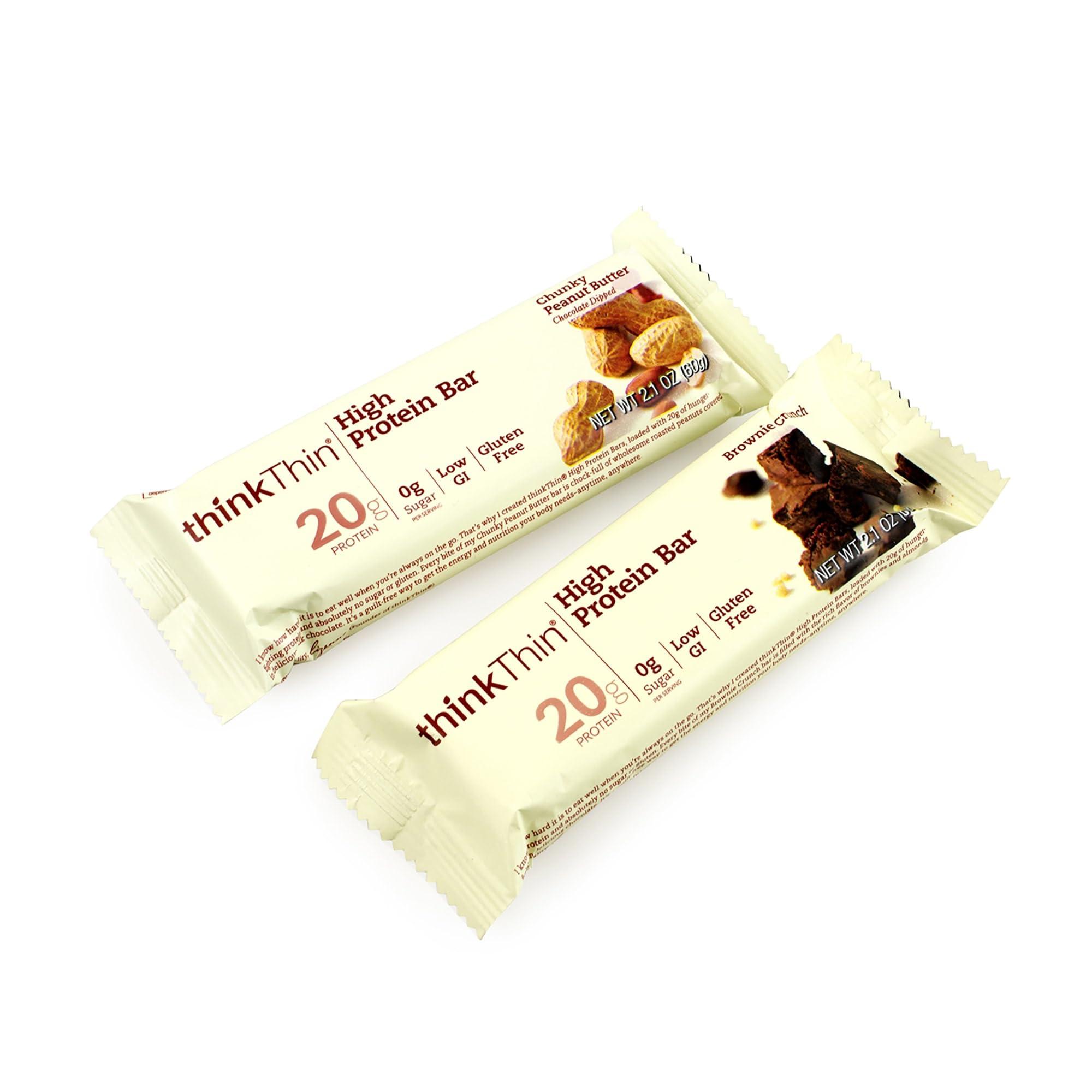 thinkThin Think Thin, 15 Bars - 8 Chunky Peanut Butter, 7 Brownie Crunch