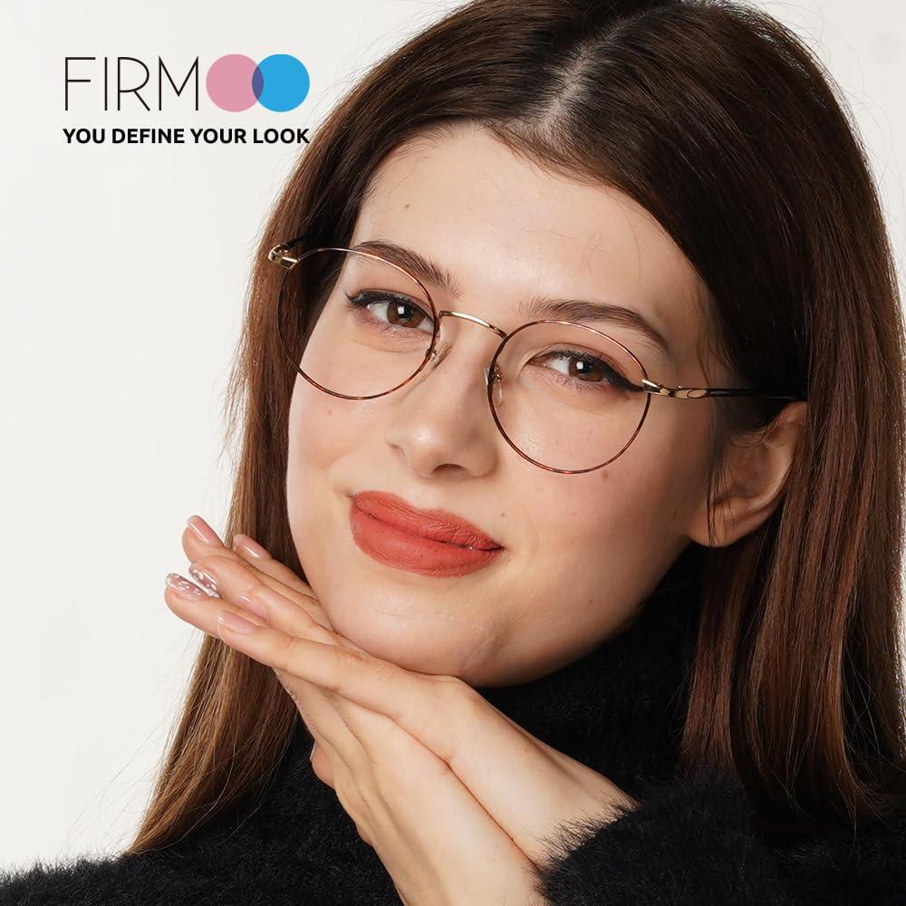 Firmoo Firmoo Blue Light Blocking Reading Glasses 2.0, Anti UV Glare Filter Lens, Tortoise Shell Mental Retro Round Readers for Women/Men