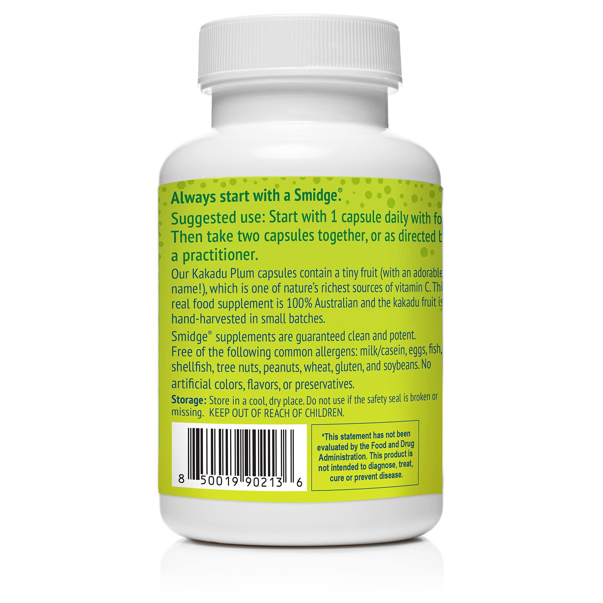 Smidge Smidge Kakadu Plum Capsules, 60 ct. Pure, Non-GMO Vitamin C from Australian Kakadu Plum. No Fillers, No Ascorbic Acid