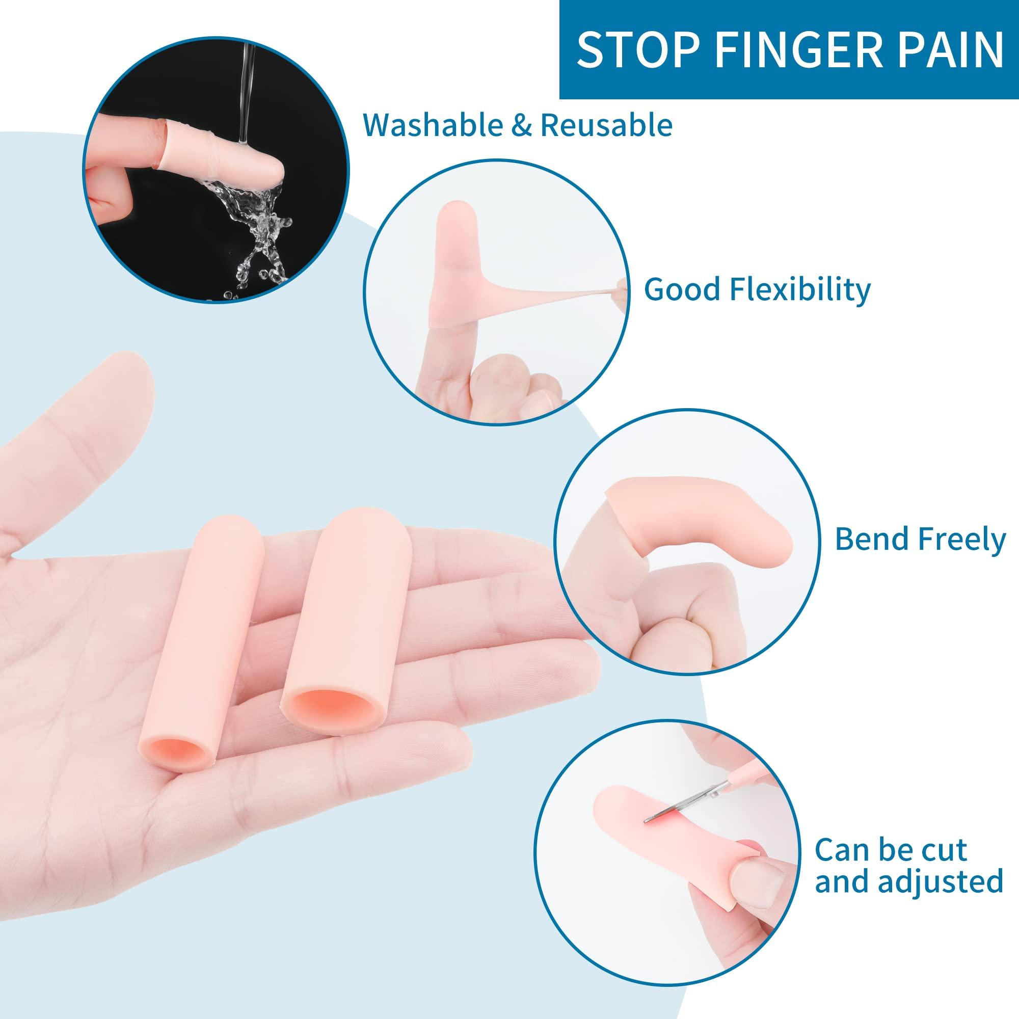 HioIoiH Silicone Finger Protectors(12 Pack),Gel Finger Protectors,Finger Sleeves,Finger Caps,Relief from Pain of Finger Tips Cracked, Finger Arthritis,Friction, Prevent Calluses,Corn,blisters,Hammer Toe
