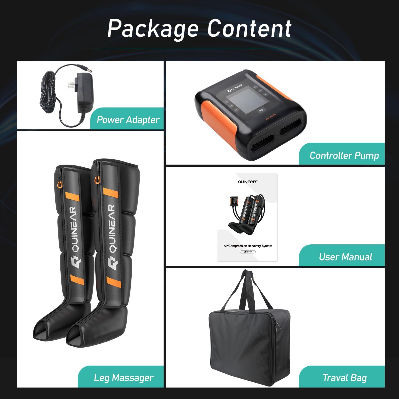 QUINEAR QUINEAR Professional Leg Recovery System, Cordless Air Compression Boots with Sequential Compression, Leg and Foot Massager, Fast Recovery Therapy for Athletes, FSA HSA Eligible (Small)