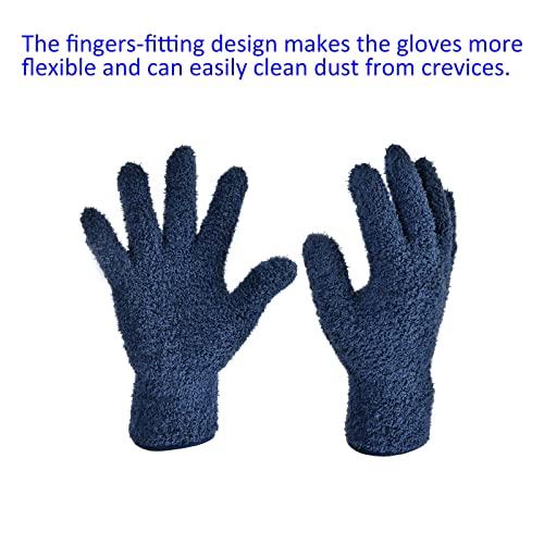 M METERXITY M METERXITY 2 Pair Dust Removal Gloves - Household Cleaning Mitts, Soft & Durable, Apply to Kitchen/Garden/Room (8.66 x 5.12 Inches, Gray Dark Blue)