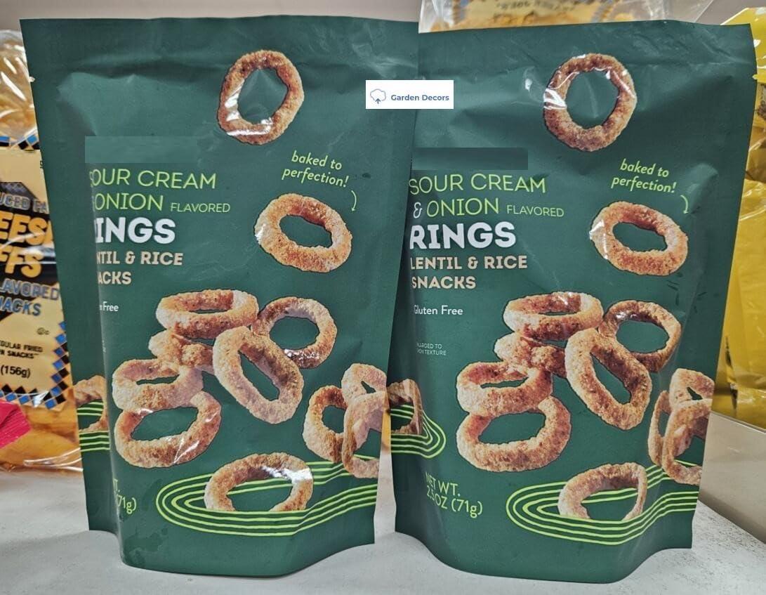 Generic Generic Trader Joe\'s Sour Cream & Onion Flavored Rings Lentile & Rice Snacks 2.5oz 71g (Two Bags)