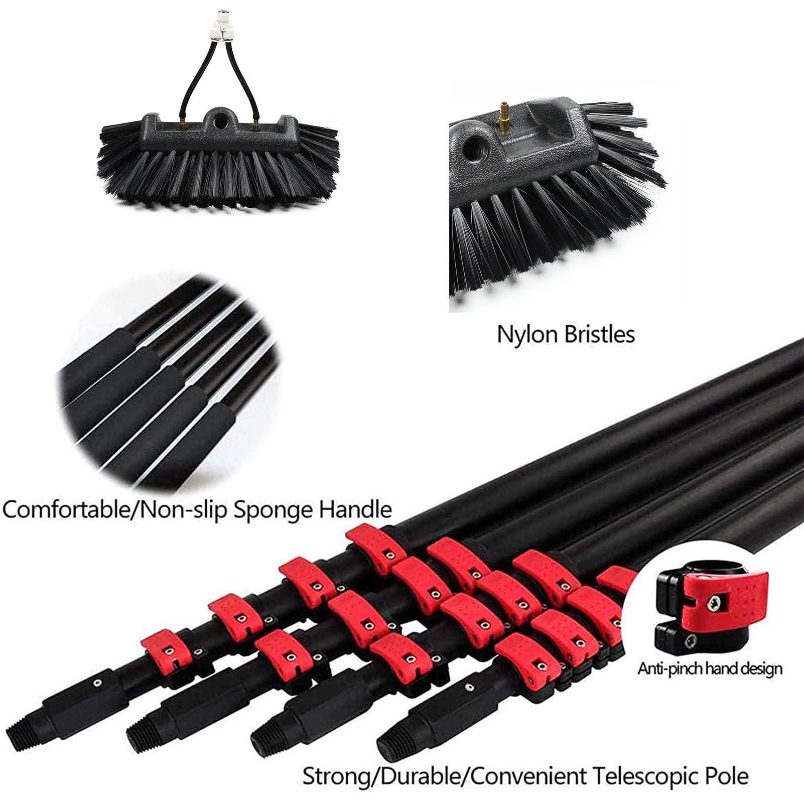 YXJPP Window Cleaning Brush,Hydro Telescopic Brush with Squeegee, Water/Hose delivery Pole, Cleaning photovoltaic and Solar panels/12 m pole/50 cm Brush Head,6M/20FT