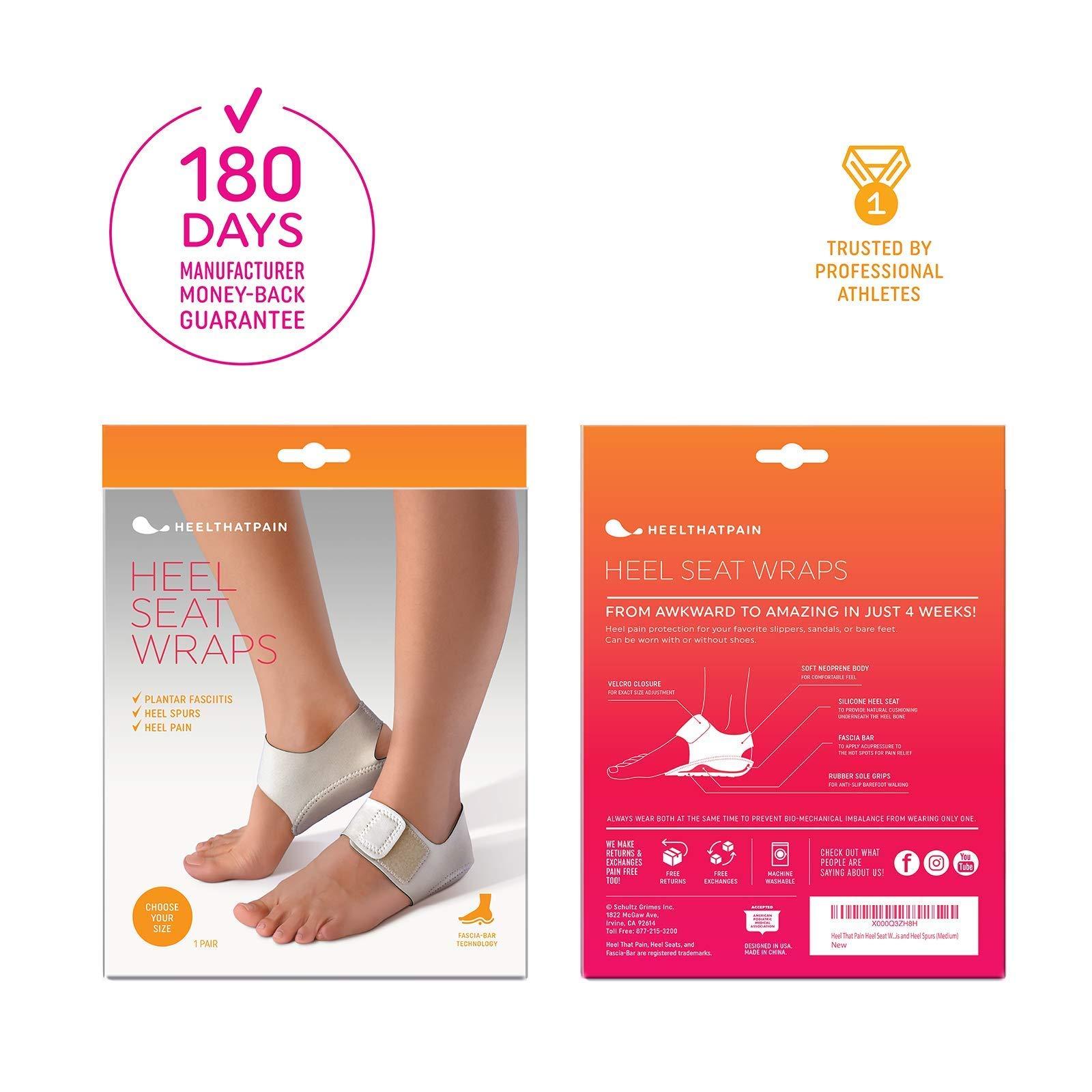 Heel That Pain Heel That Pain Gel Plantar Fasciitis Insoles Heel Seats Orthotic Inserts, Large (W 10.5-13, M 8.5-12) & Heel That Pain Heel Seat Wraps for Plantar Fasciitis Heel Spurs, Large (W 10.5-13, M 8.5-12)