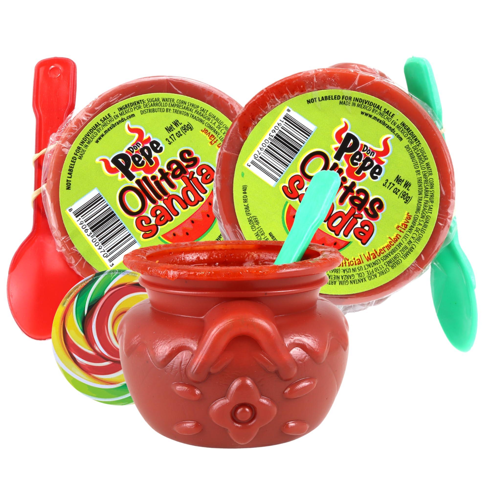 Needzo Spicy Watermelon Flavored Mexican Candy, Soft Liquid Sweets with Spoons, 3.17 Ounces (Pack of 3) (Spicy Watermelon)