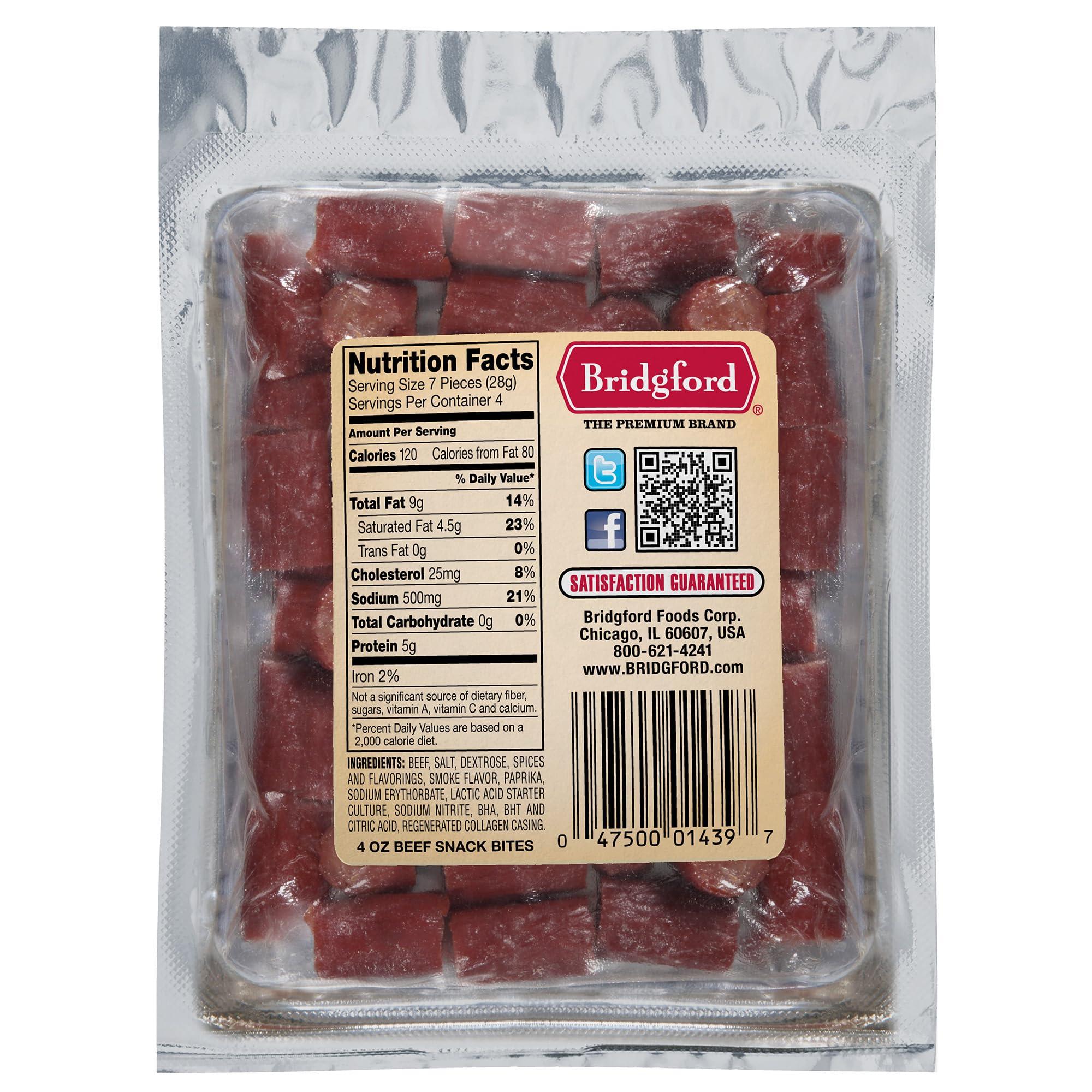 Bridgford Bridgford Beef Snack Bites 4 oz Pack of 2 - Ready-to-Eat Beef Snacks for On-the-Go Snacking - Gluten-Free Zero Carbs Meat Snacks for Adults - Keto Beef Snack Bites for Your Keto Diets